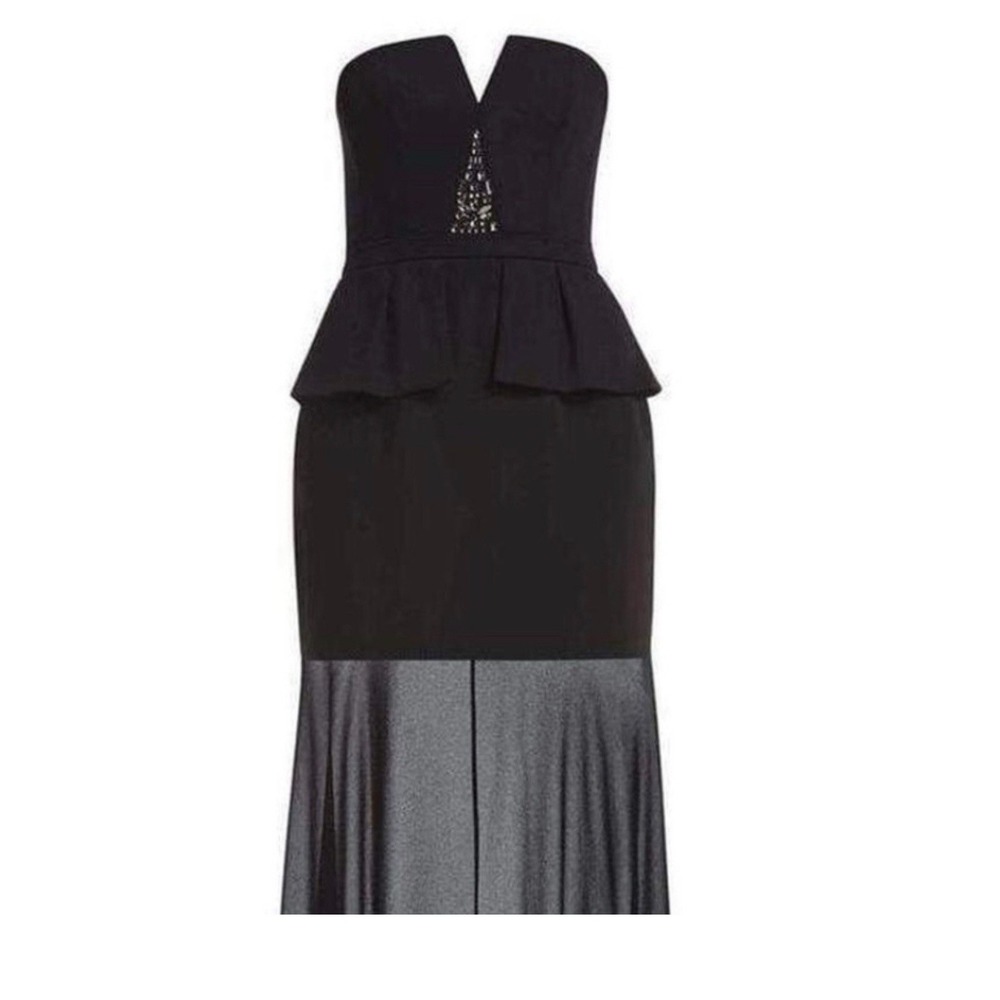 BCBGMAXAZRIA Black Strapless Caitlyn Evening Gown Size 12 NWT